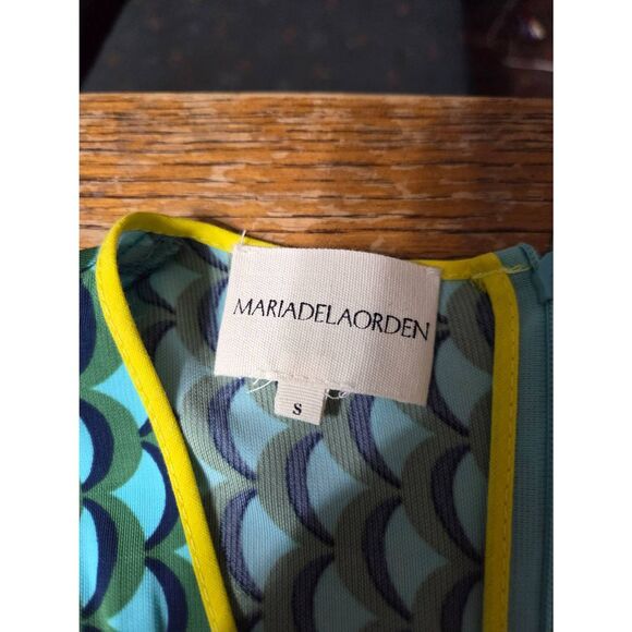 Maria de la Orden green pattern v neck jumpsuit sz Small - Picture 2 of 3